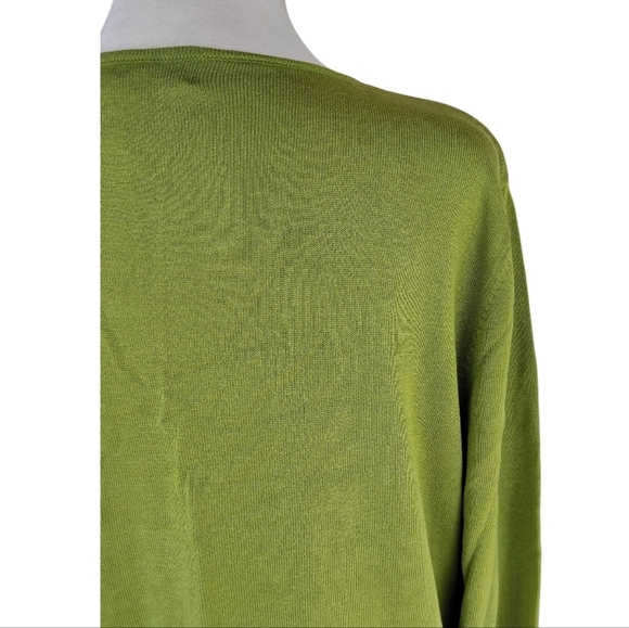 Pineapple Moon Beautiful Green Single Button Front Silk Blend Cardigan Size XL - Picture 6 of 7